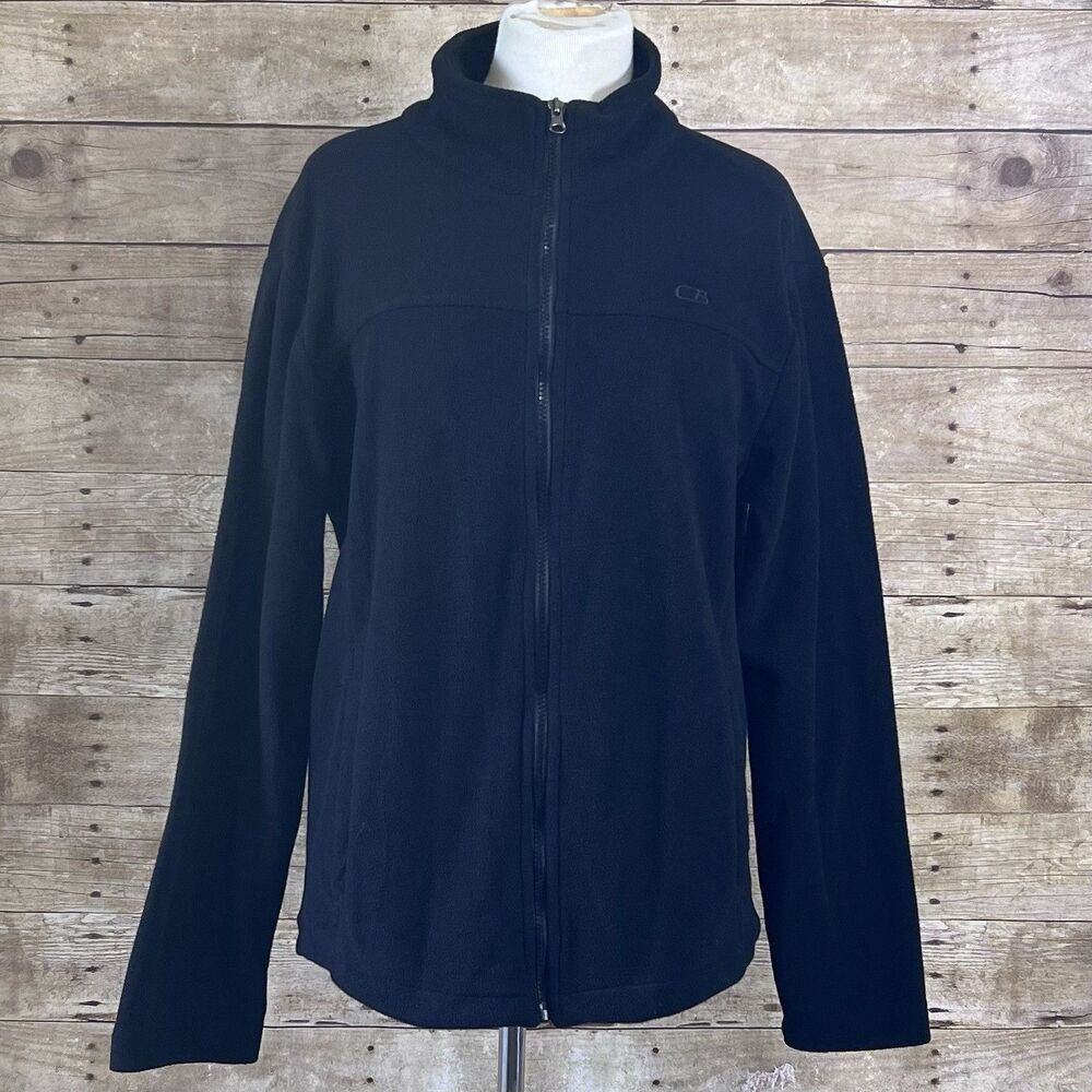 CB Women's Size M Full Zip Classic Fleece Sweatshirt‎ black polyester